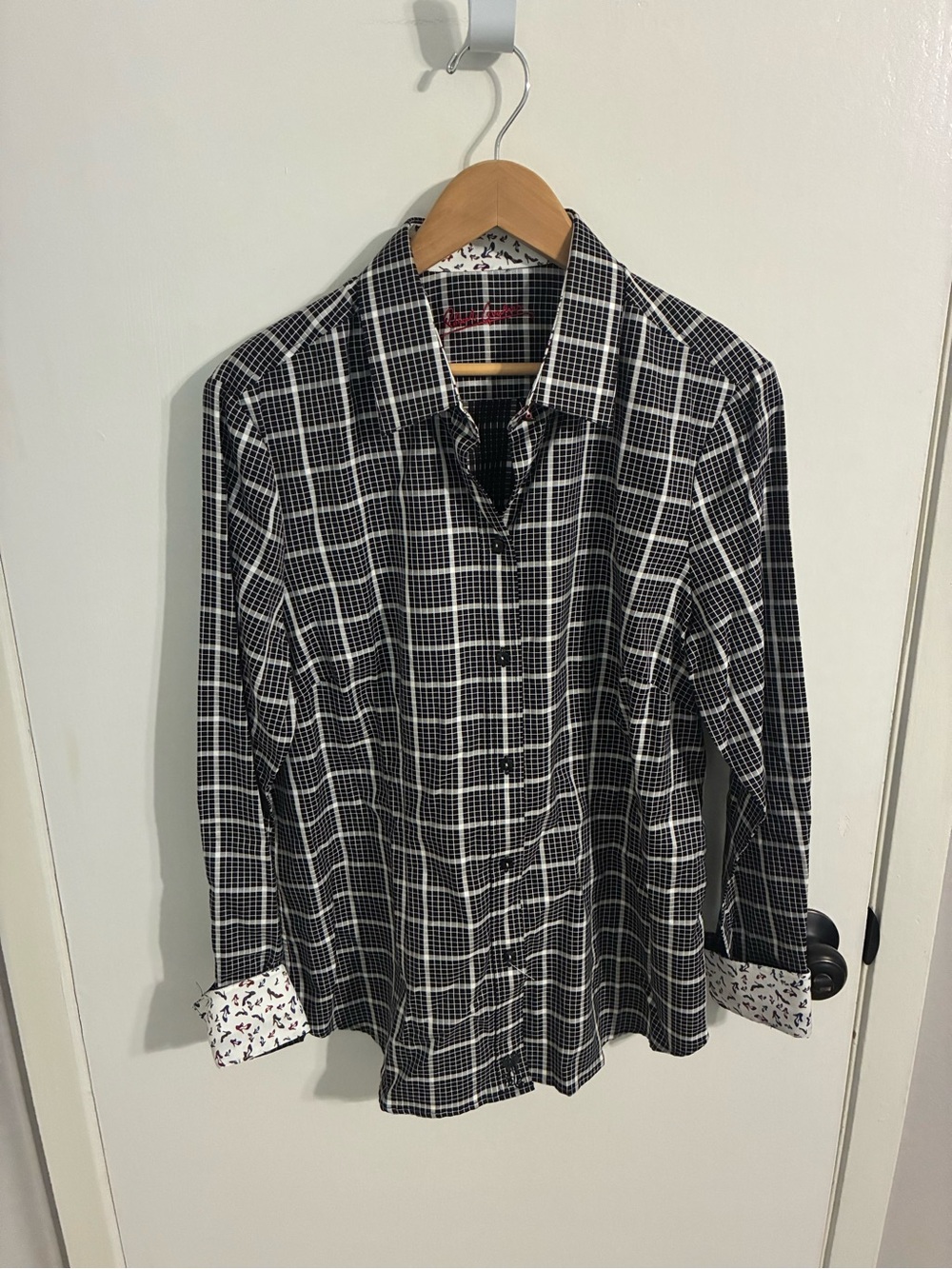 Women’s Robert Graham Black and White Grid Button-Down Shirt